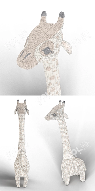 Gentle Giraffe Plush Toy 3D model image 3