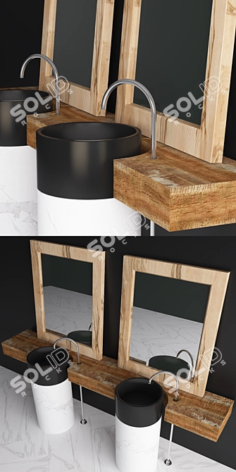 Modern Bathroom Furniture Set 3D model image 2