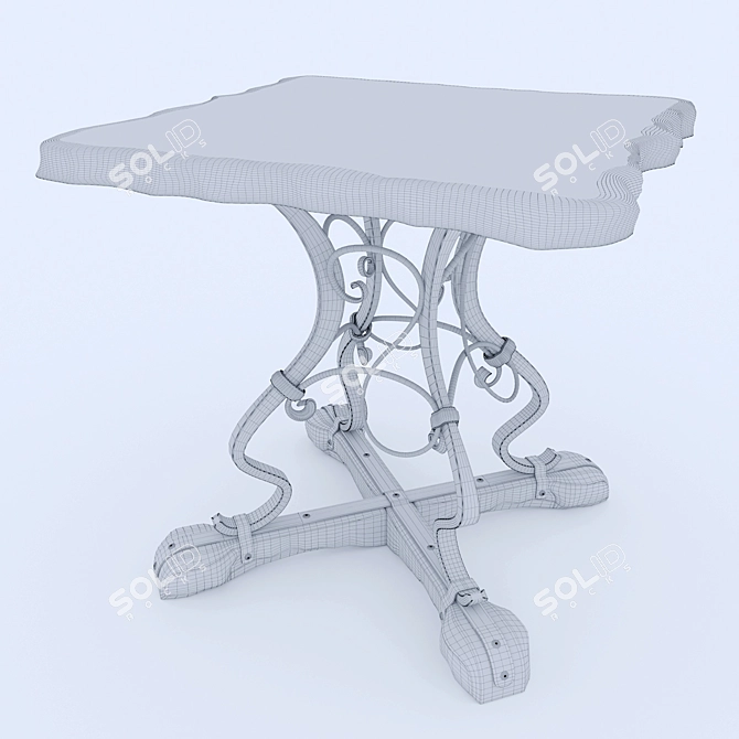 Forged Oak Table: Unique Design 3D model image 2