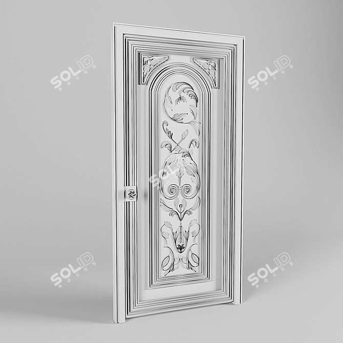  Rustic Oak Wood Door 3D model image 2