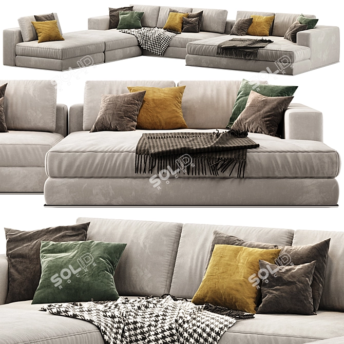 Title: Sleek Minotti Hamilton Sofa with Smooth Unwrapping 3D model image 1