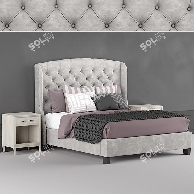 Elegant Arched Queen Bed 3D model image 1