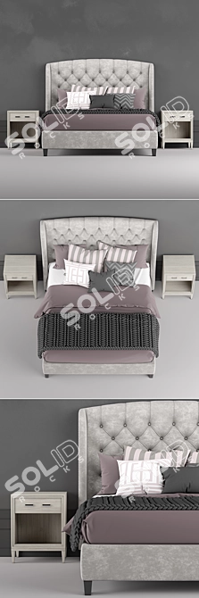 Elegant Arched Queen Bed 3D model image 2