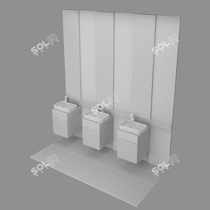 Modern Public Restroom Vanity Set 3D model image 2