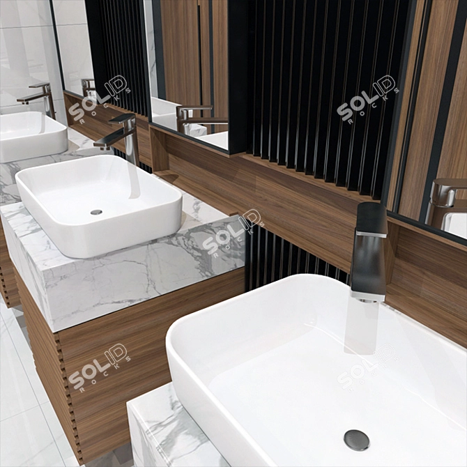 Modern Public Restroom Vanity Set 3D model image 3