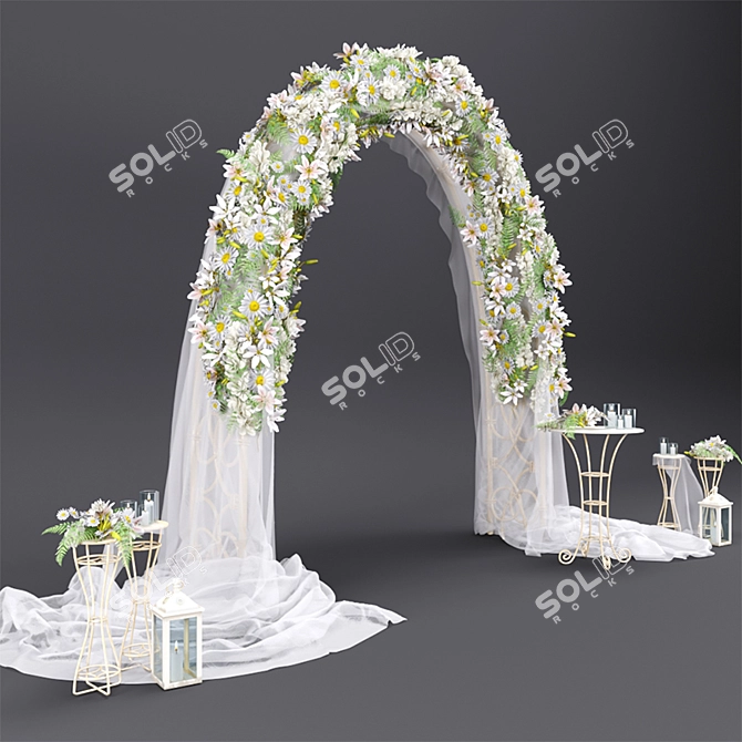 Elegant Floral Wedding Arch 3D model image 1