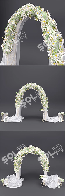 Elegant Floral Wedding Arch 3D model image 2