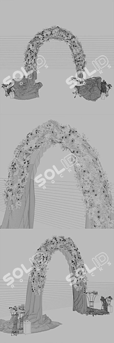 Elegant Floral Wedding Arch 3D model image 3