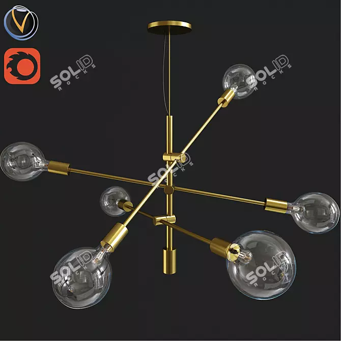 Elegant 3D Chandelier - Ready for Use 3D model image 1