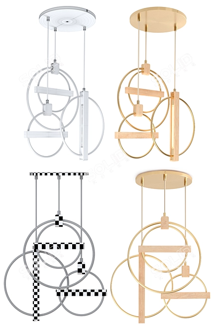 Bisected Orbs Pendant: Contemporary Elegance for Your Space 3D model image 2
