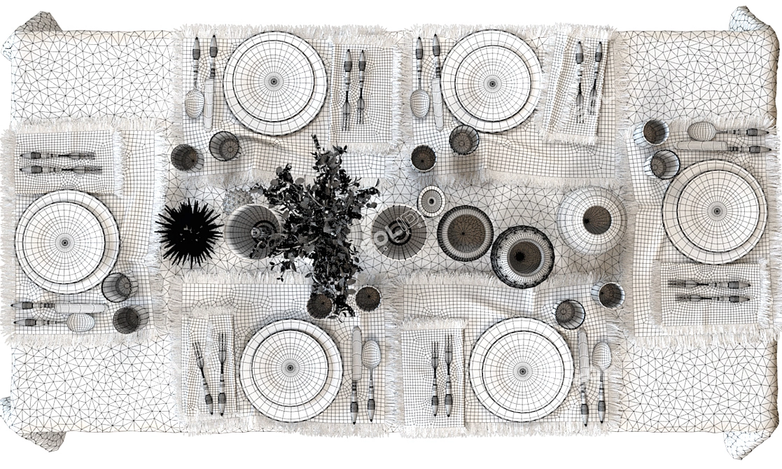 Mesh Table Setting 3D Model 3D model image 3