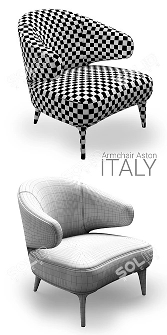 Minotti Aston Armchair in Olive 3D model image 3