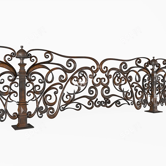 Sturdy Metal Fence - Premium Quality 3D model image 1