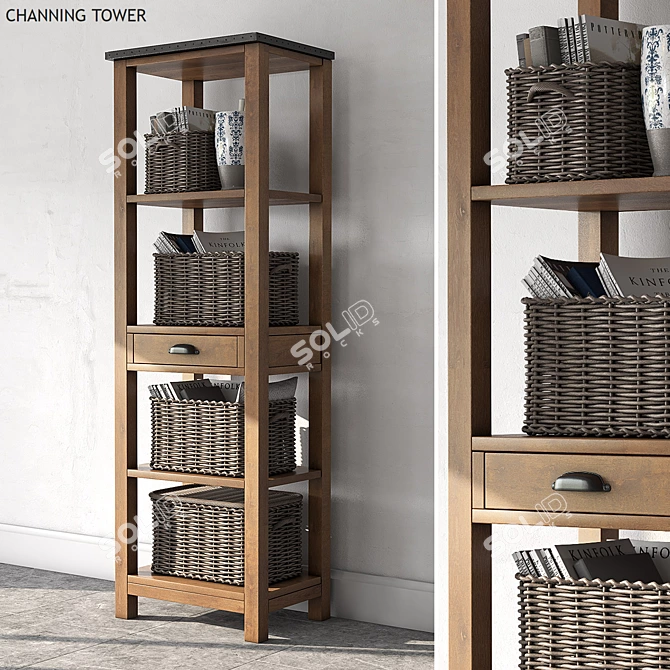 Channing Tower: Stylish & Spacious Pottery Barn Storage 3D model image 1