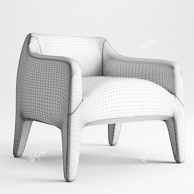 Kelly Armchair: Stylish Comfort with Customizable Colors 3D model image 3