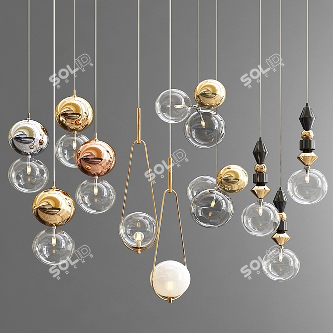 Exclusive Quad Pendant Lights 3D model image 1