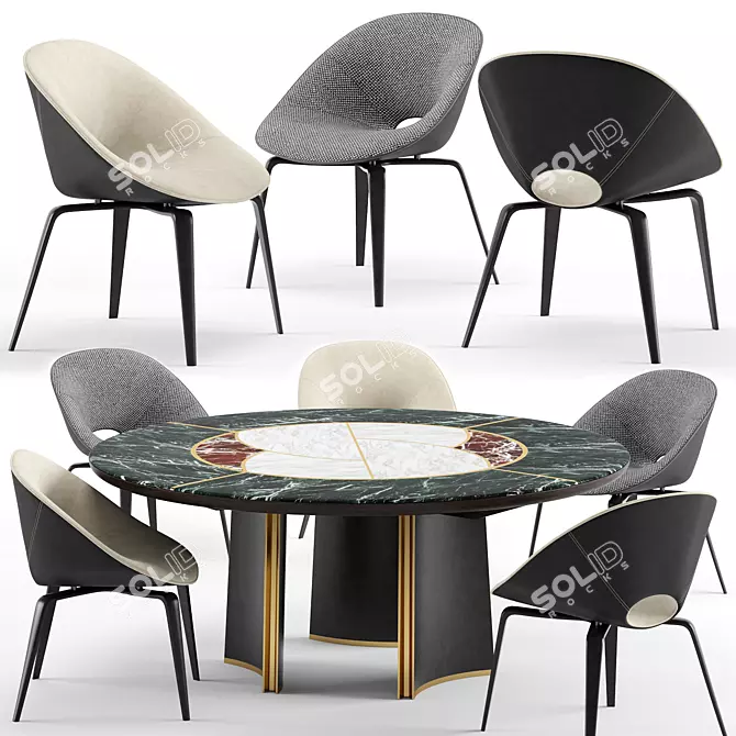 Elegant Tanya Chair & Jason Table 3D model image 1