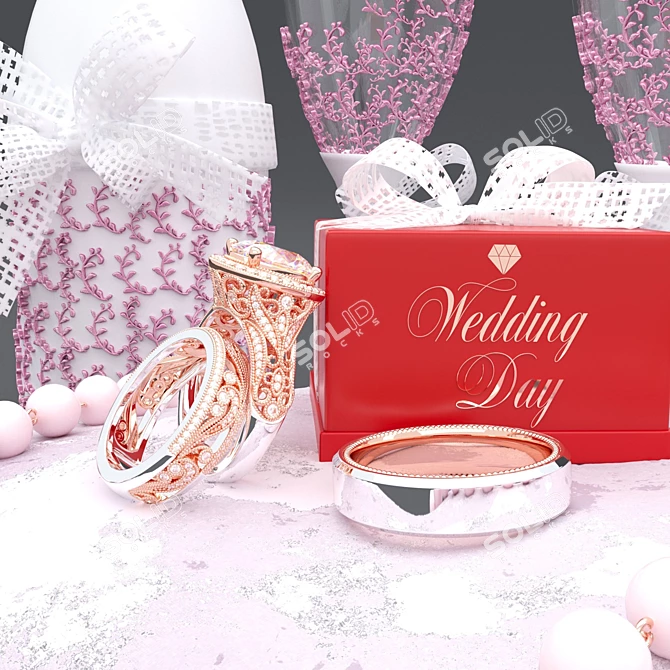 Exquisite Wedding Rings 3D model image 2