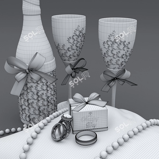 Exquisite Wedding Rings 3D model image 3