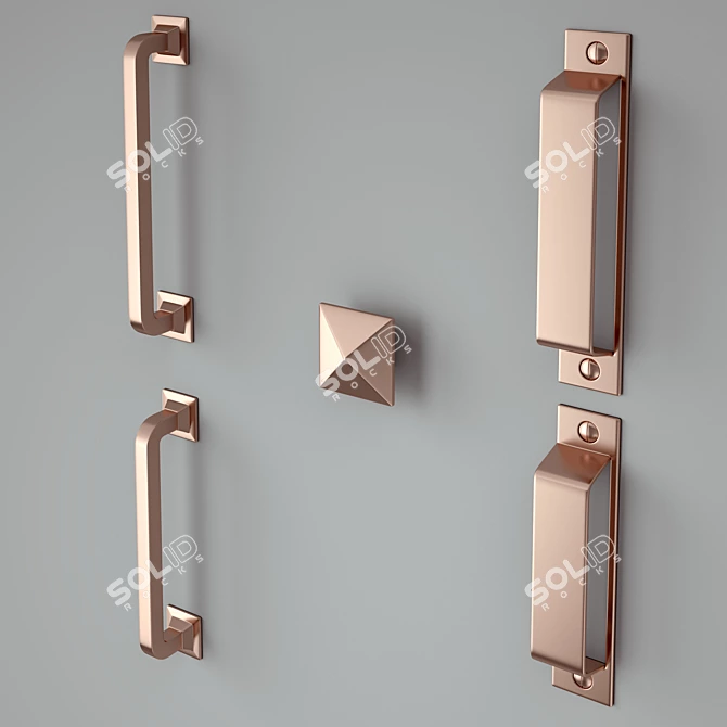 Copper Handle Collection: Versatile & Stylish 3D model image 1