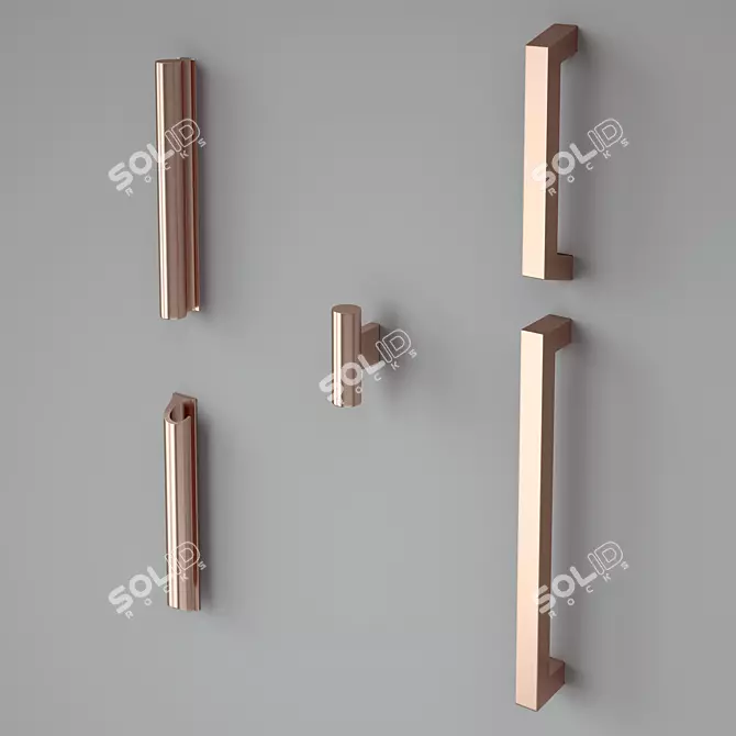 Copper Handle Collection: Versatile Furniture Accessories 3D model image 1