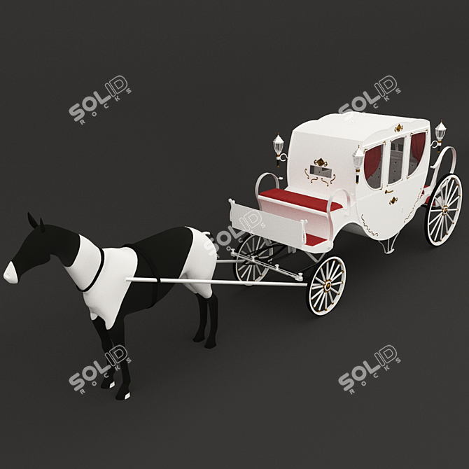 Elegant Wedding Carriage with Copper Decor 3D model image 1