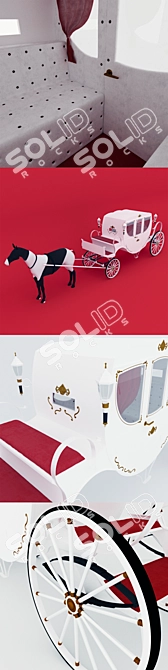 Elegant Wedding Carriage with Copper Decor 3D model image 3