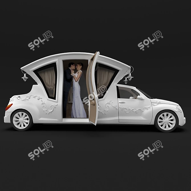 Cinderella Dream: Elegant Wedding Limousine 3D model image 1