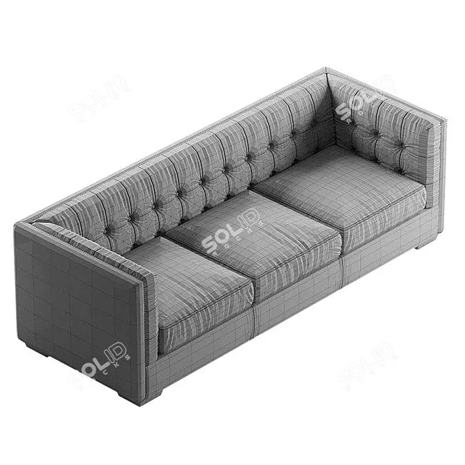 Vintage Distressed Leather Sofa 3D model image 3