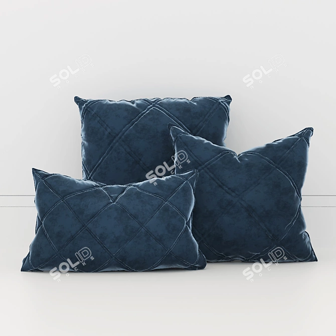 LMM Quilted Cushion Set: Detailed 3D Model with Realistic Corona Shaders 3D model image 1