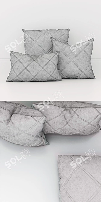LMM Quilted Cushion Set: Detailed 3D Model with Realistic Corona Shaders 3D model image 2