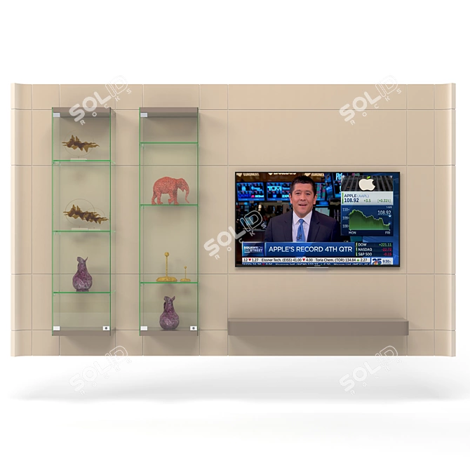 Sleek Glass Display TV Stand 3D model image 1