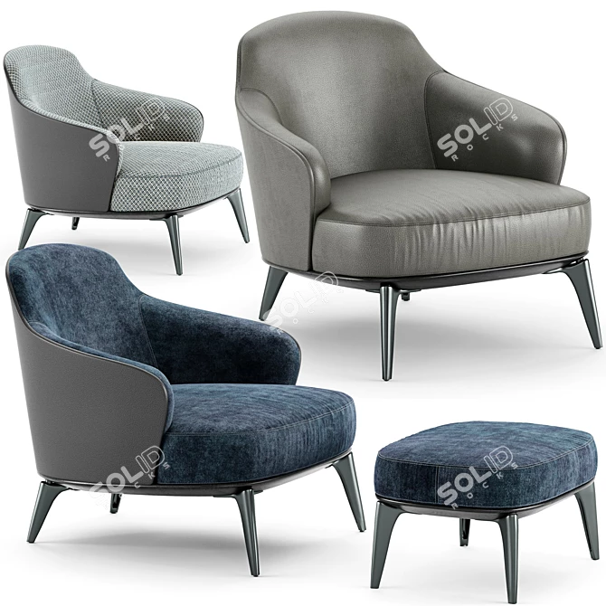 Modern Elegance: Minotti Leslie Armchair 3D model image 1