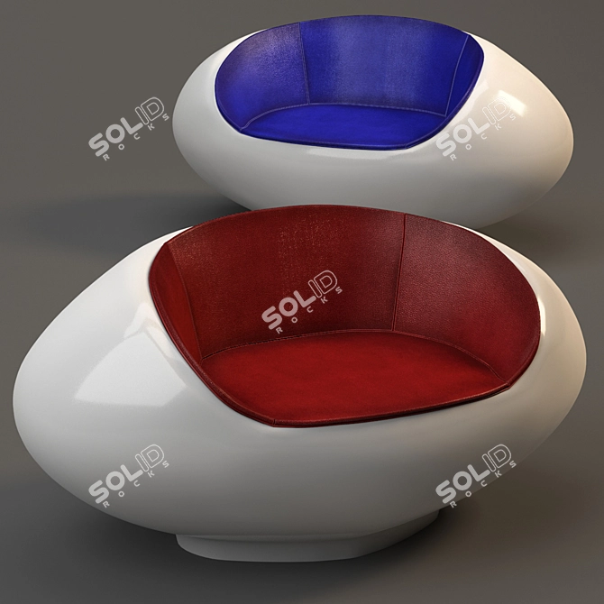 Sleek Swivel Pastil Chair - Fiberglass and Leather 3D model image 1