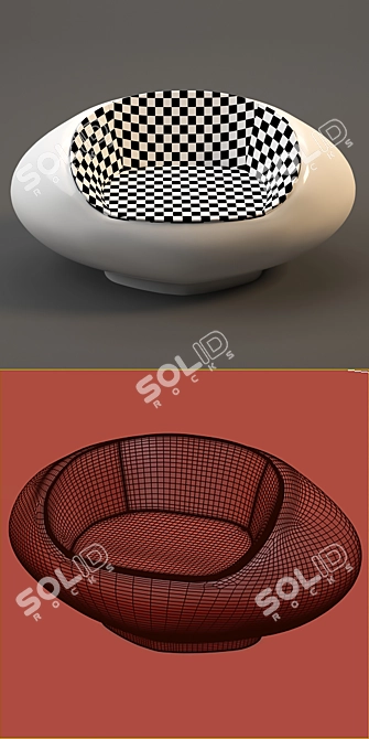 Sleek Swivel Pastil Chair - Fiberglass and Leather 3D model image 3