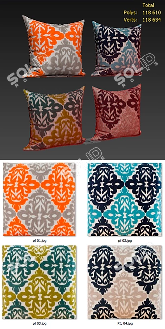 Decorative Pillows Set 240: Elegant Home Decor 3D model image 2