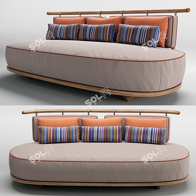 Elegant Teak Wood Sofa: Annibale Colombo Coriandolo 3D model image 2