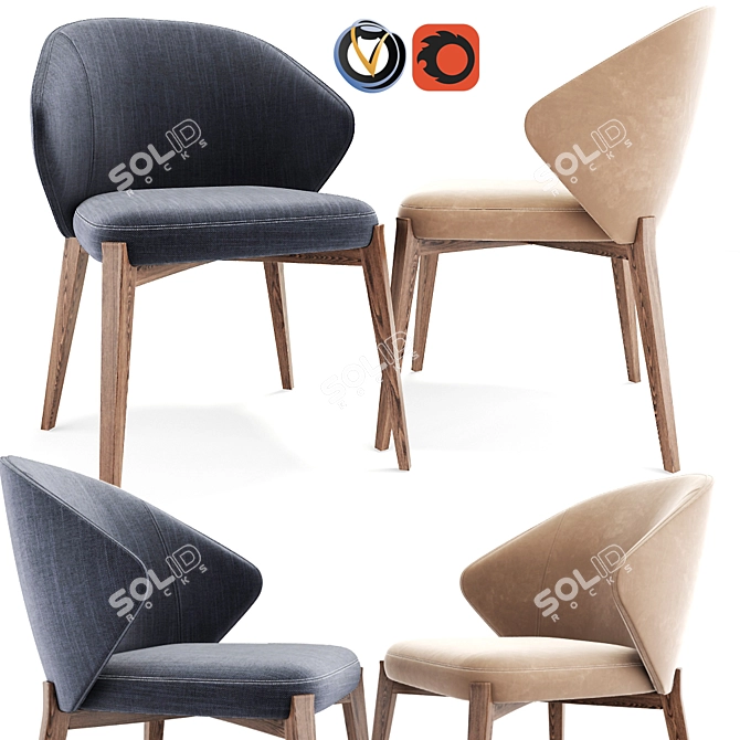 Elegant Ellen Dining Chair 3D model image 1