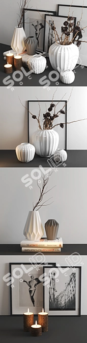 Modern White 3D Furniture Set 3D model image 2