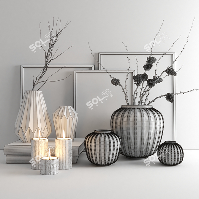 Modern White 3D Furniture Set 3D model image 3