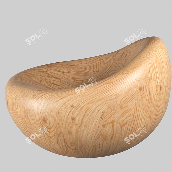 Handcrafted Cedar Armchair 3D model image 2