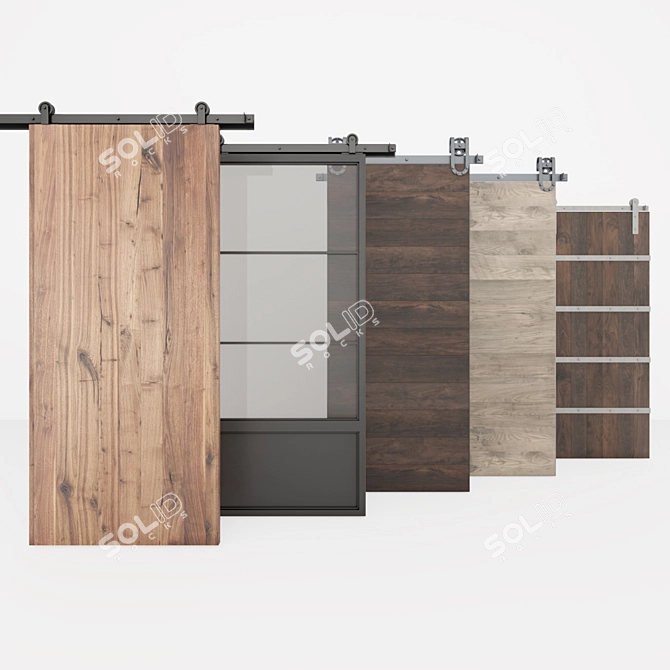 Rustic Aspen Barn Door Set 3D model image 1