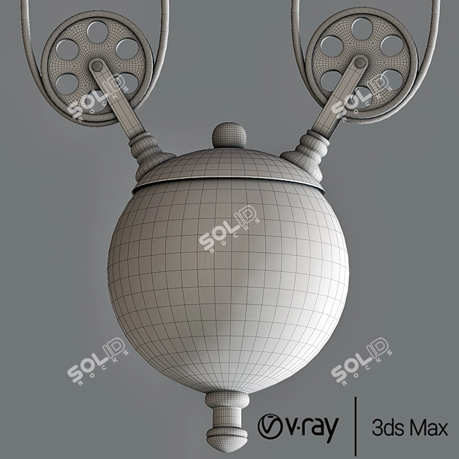 Vintage Adjustable Pendant Lamp 3D model image 3