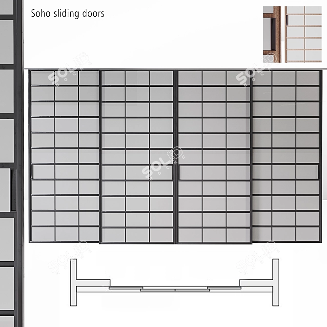 Sleek Soho Sliding Doors by Rimadesio. 3D model image 1