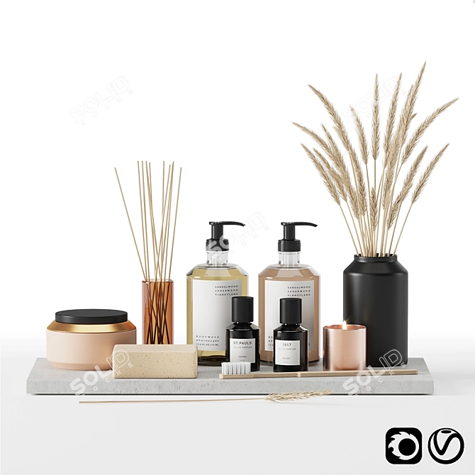 Elegant Bathroom Set: Frama Bodywash, Lotion, Soap 3D model image 1