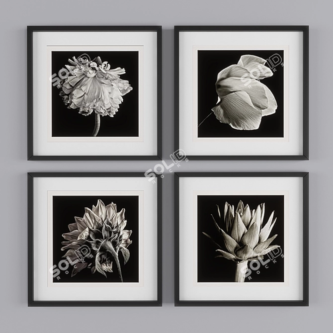 Title: Modern Floral Framed Print 3D model image 1