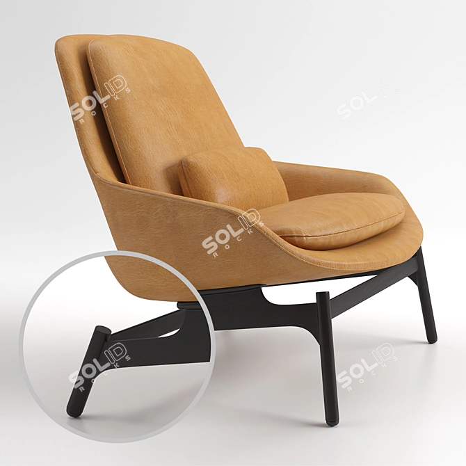 Blu Dot Leather Field Lounge Chair: Sleek and Sophisticated Comfort 3D model image 3