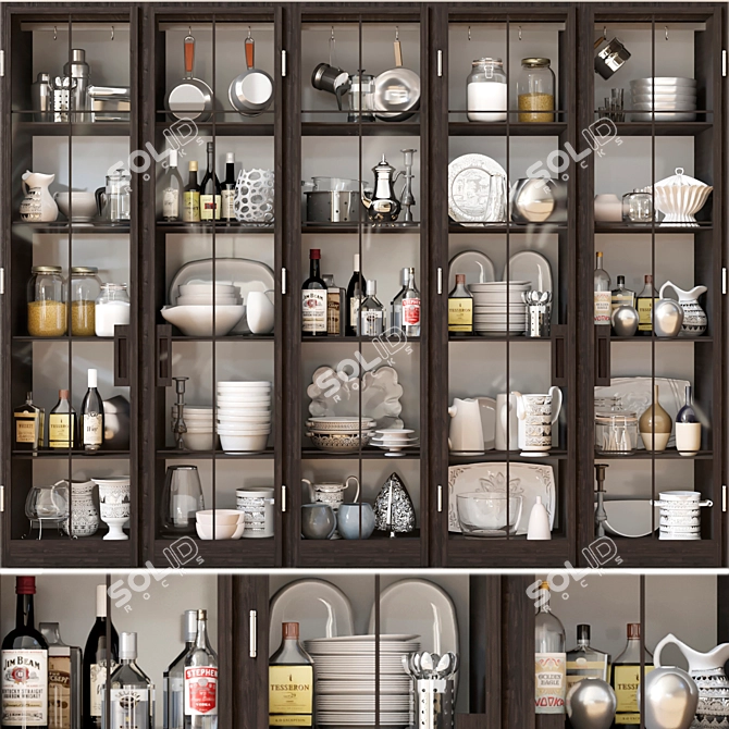 Stylish Liquor Cabinet: Dishes, Service, Cutlery 3D model image 1