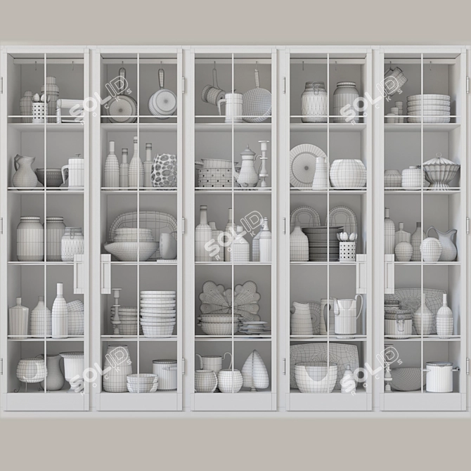 Stylish Liquor Cabinet: Dishes, Service, Cutlery 3D model image 2