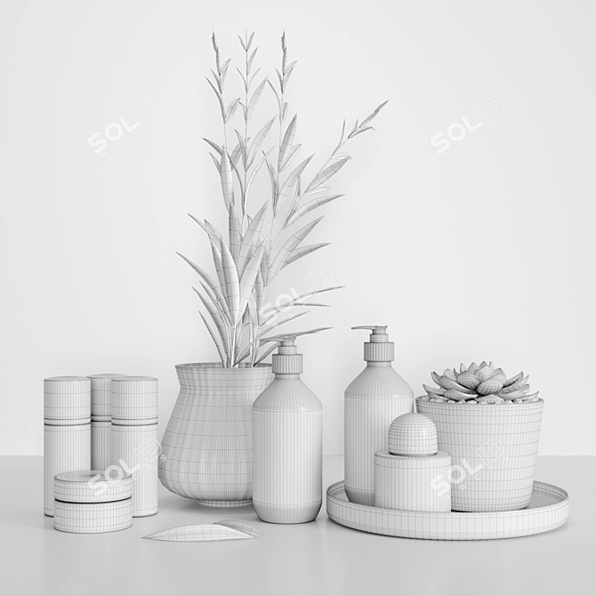 Elegant Bathroom Decor Set 3D model image 2